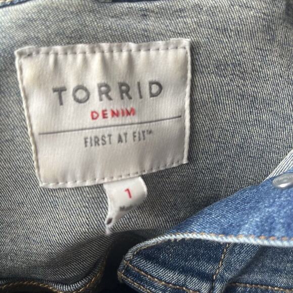 Torrid Denim Feel The Fit Jacket Women's Size 1X Blue Long Sleeve Stretch - Picture 3 of 5